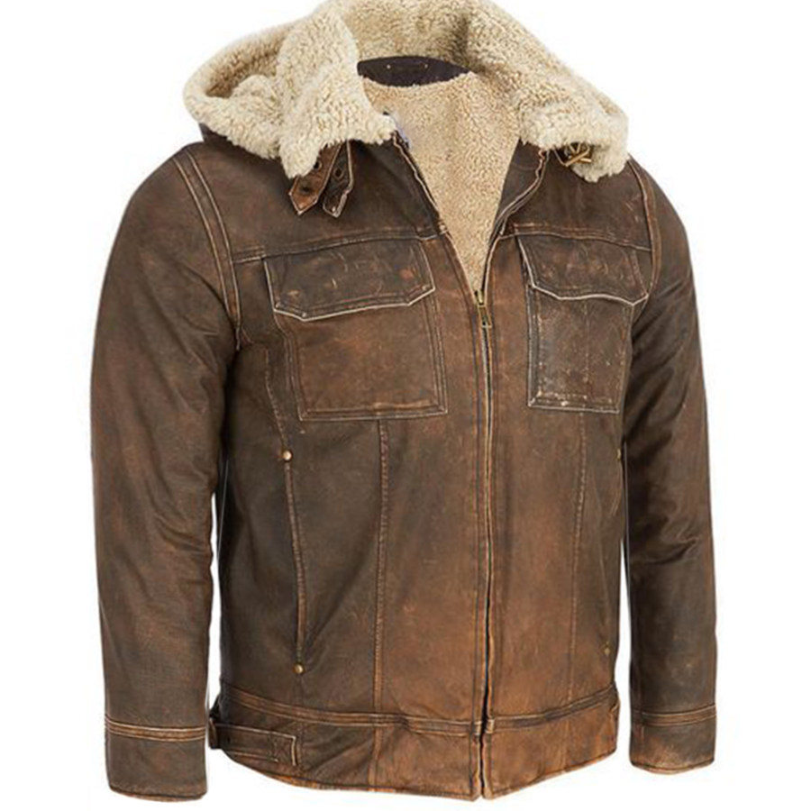 

Men's Outdoor Retro Workwear Fleece Warm Hooded Jacket