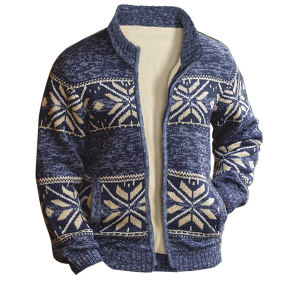 

Men's Christmas Fleece-Lined Knitted Jacket