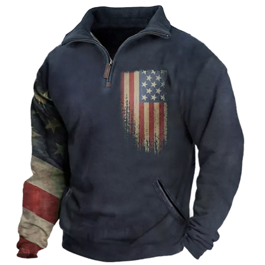 

Men's Outdoor American Flag Half Zip Tactical Pocket Sweatshirt