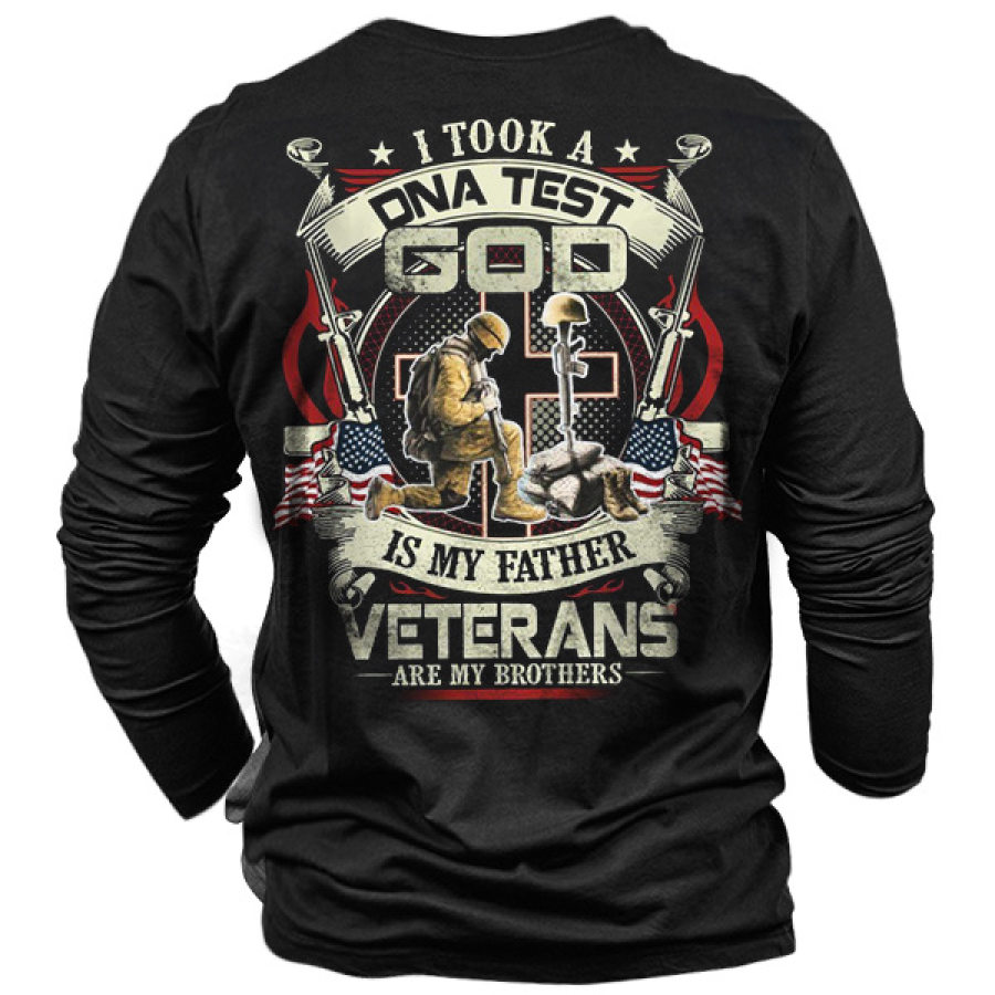 

I Took A DNA Test And God Is My Father Veteran Are My Brother Men Cotton Tee
