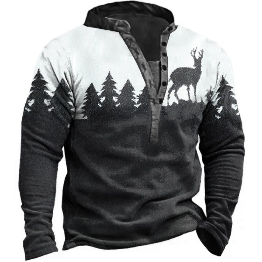 

Men's Outdoor Christmas Pattern Henley Collar Sweatshirt