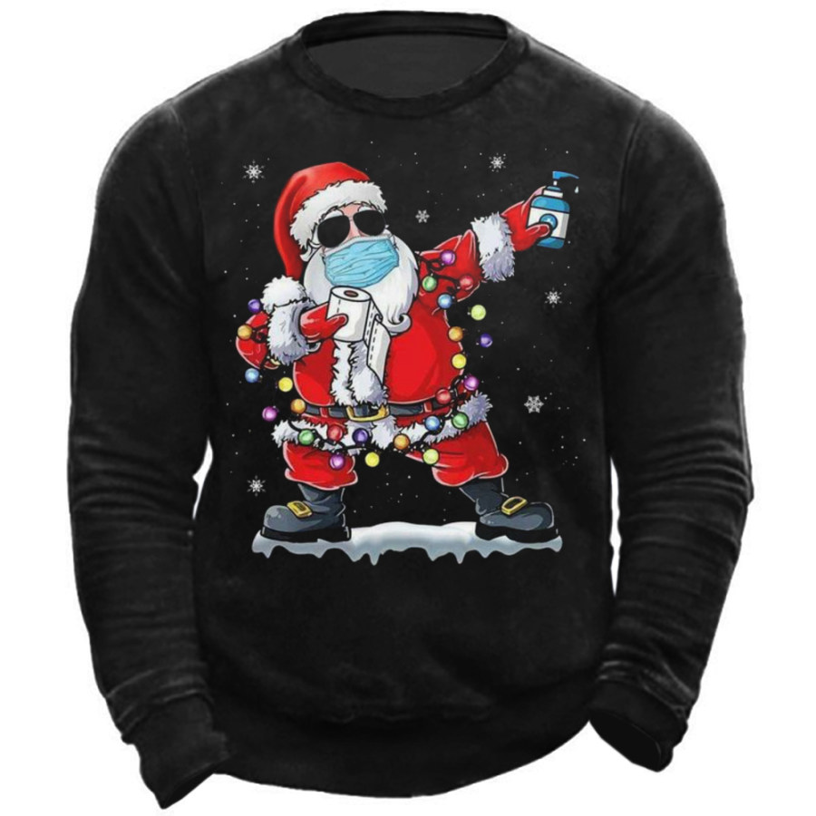 

Men's Santa Printed Crew Neck Sweatshirt