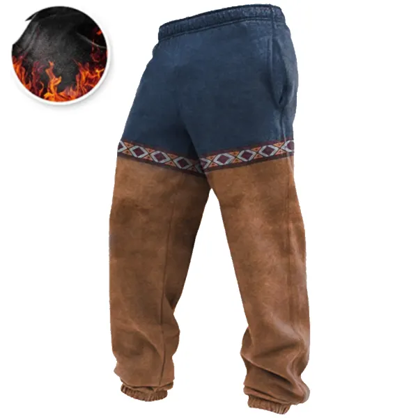 Men's Ethnic Print Soft Fleece Loose-fit Sweatpants With Pockets - Cotosen.com