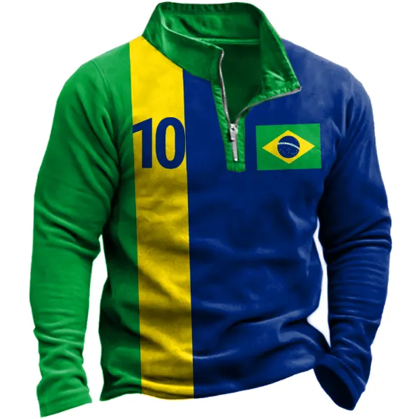 Men's 2022 World Cup Brazil Flag Soccer Sweatshirt - Blaroken.com 