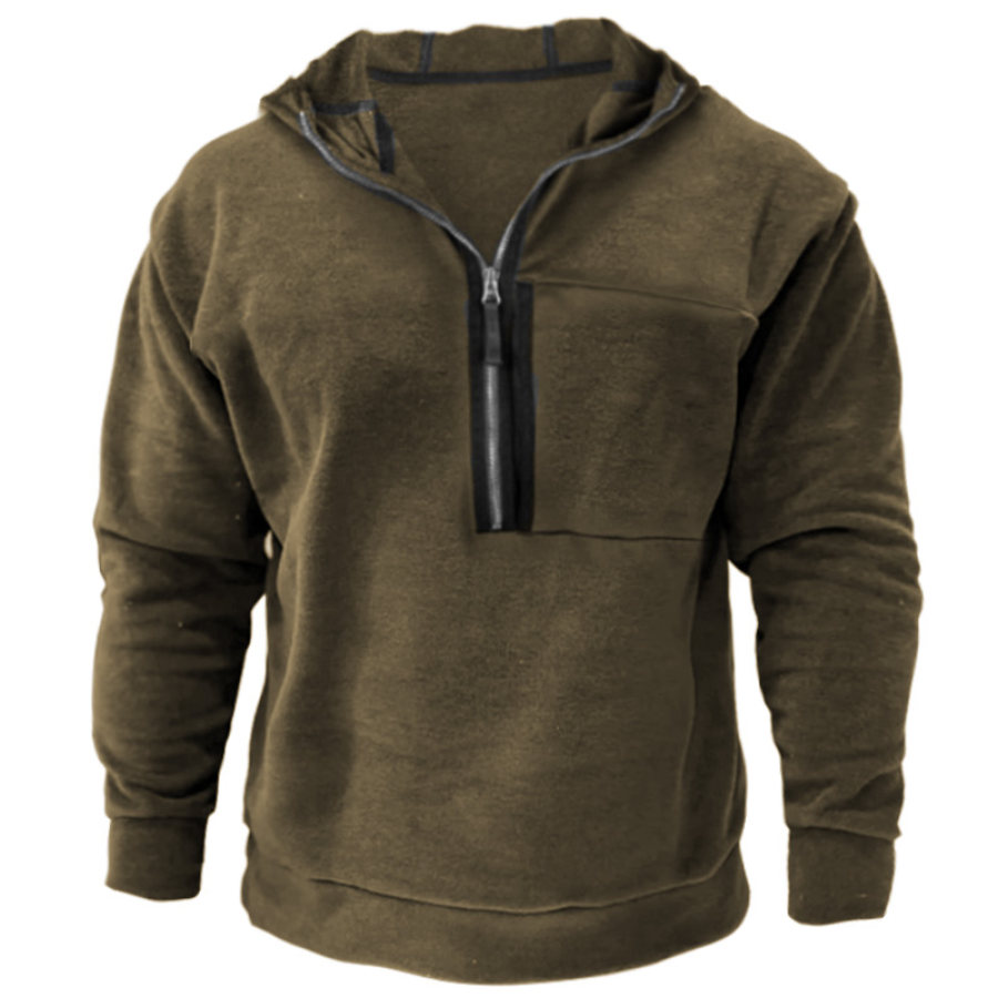 

Men's Vintage Outdoor Training Half Zip Pocket Hoodie