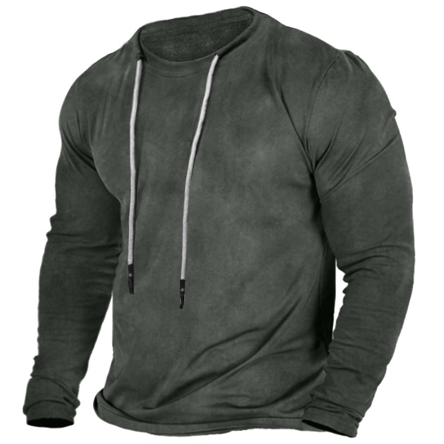 

Men's Vintage Drawstring Long Sleeve T-Shirt