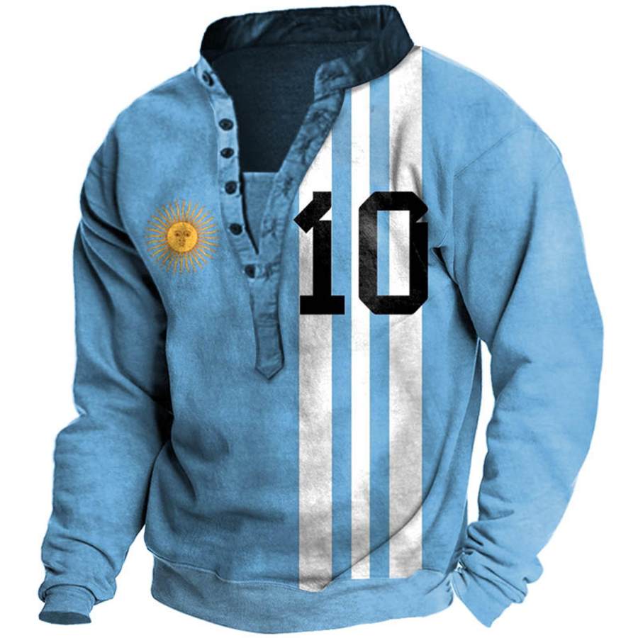 

Men's World Cup Argentina Soccer Print Henley Sweatshirt