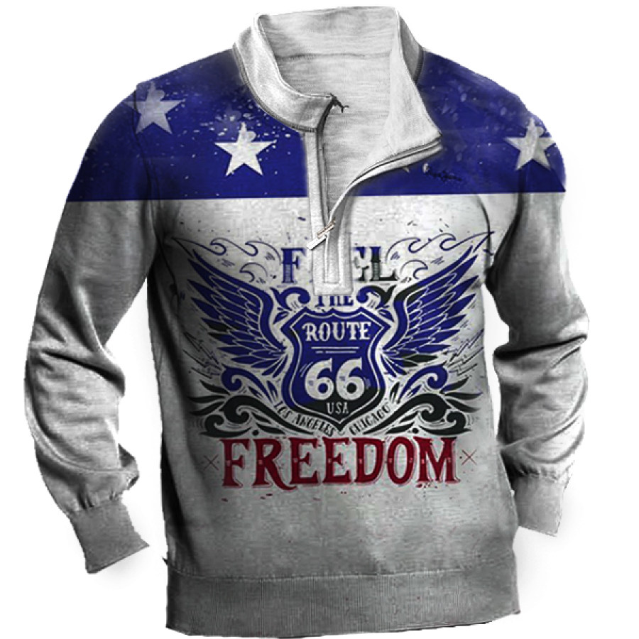 

Men's Outdoor Route 66 Vintage Print 1/4 Zip Sweatshirt