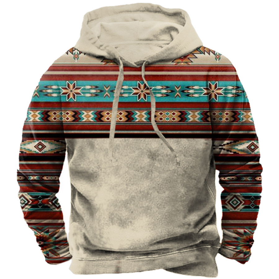 

Men's Vintage Western Print Hooded Sweatshirt