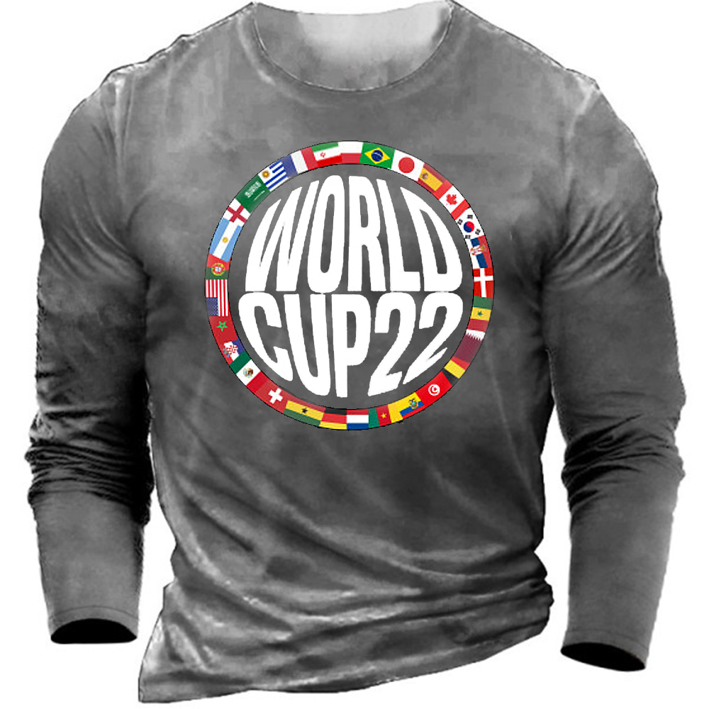 Men's World Cup 2022 Chic National Flag Print Football Crew Neck Top