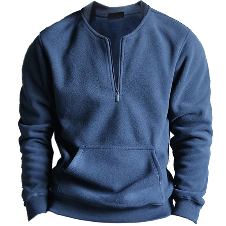 

Men's Casual Zip Neck Fleece Pocket Sweatshirt