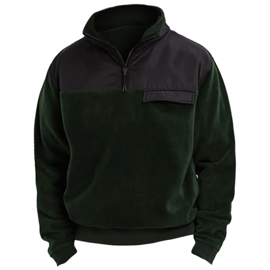 

Men's Vintage Paneled Color Contrast Quarter Zip Sweatshirt