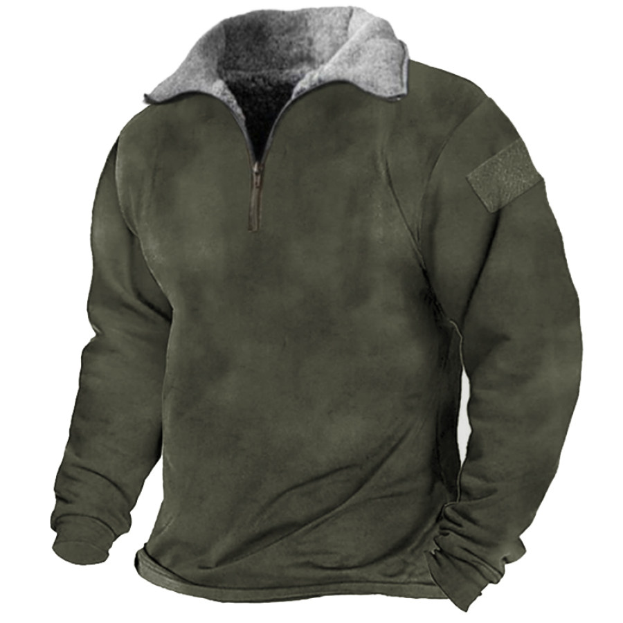 

Men's Winter Warm Training Plus Fleece Zipper Lapel Sweatshirt