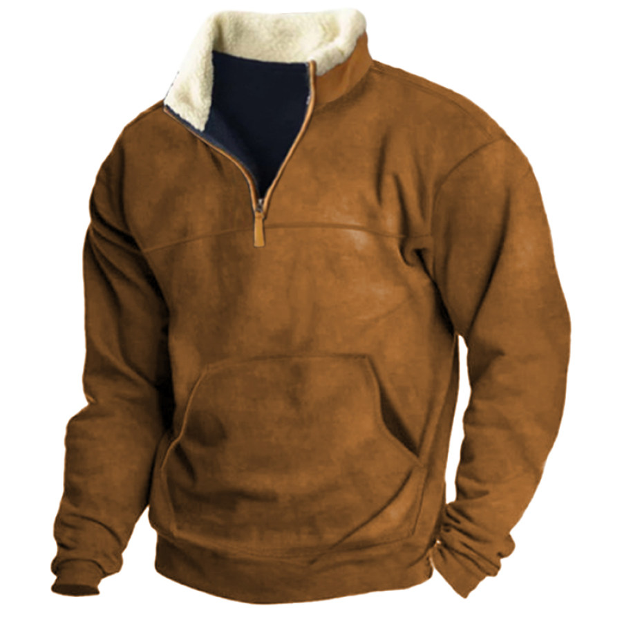

Sweat-shirt à Revers Zippé En Polaire Pour Entraînement Chaud D'hiver Pour Hommes