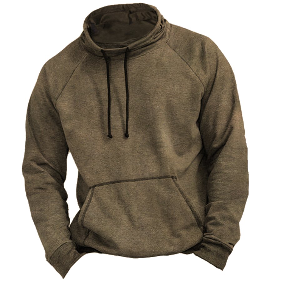 

Men's Vintage Pocket Drawstring Mock Neck Sweatshirt