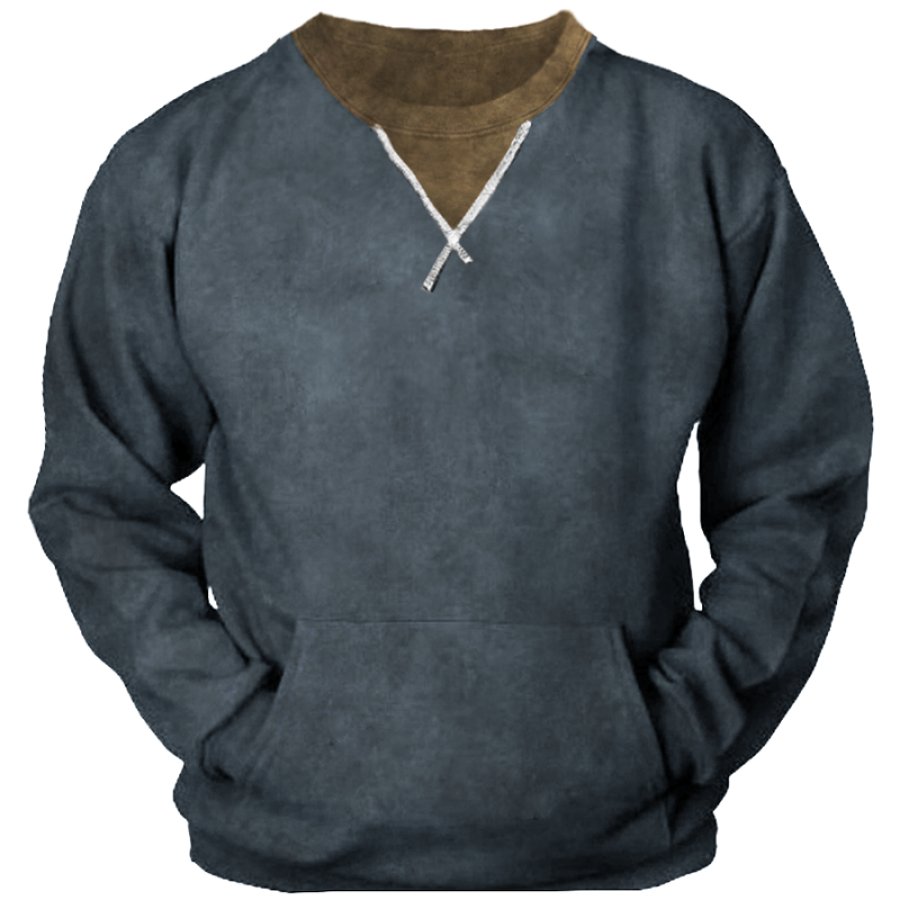 

Men's Retro Colorblock Crew Neck Sweatshirt