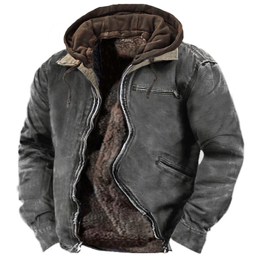 

Herren Vintage Outdoor Tactical Hooded Fleece Gefütterte Jacke