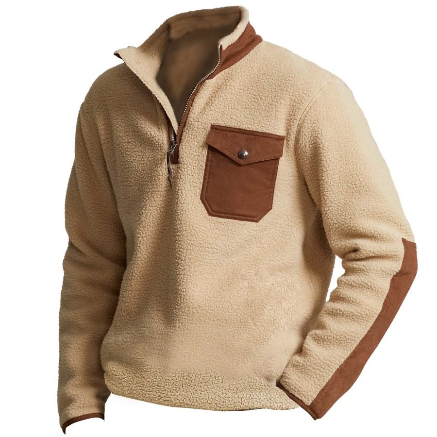 

Men's Outdoor Fleece Warm Quarter Zip Sweatshirt