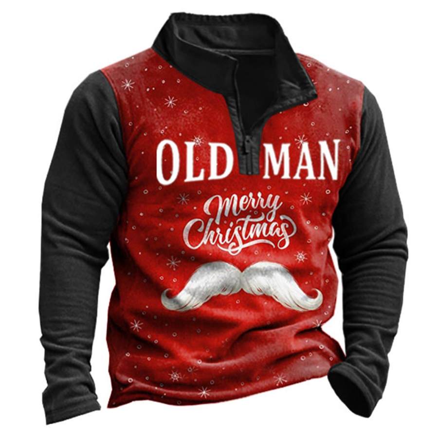 

Men's Old Man Merry Christmas Quarter Zip Sweatshirt