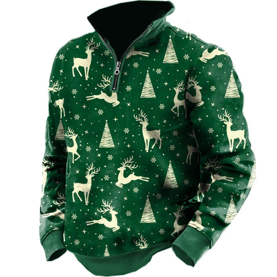 

Men's Christmas Tree Deer Quarter Zip Sweatshirt