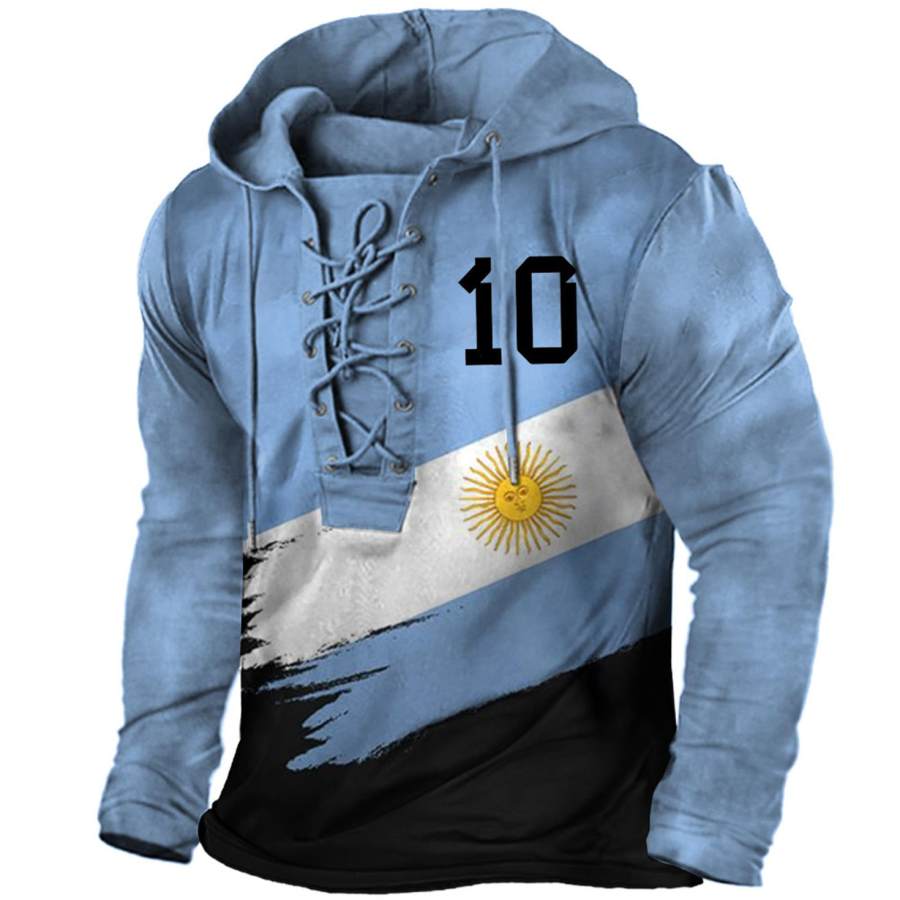 

Men's World Cup Argentina Soccer Lace-Up Hooded T-Shirt