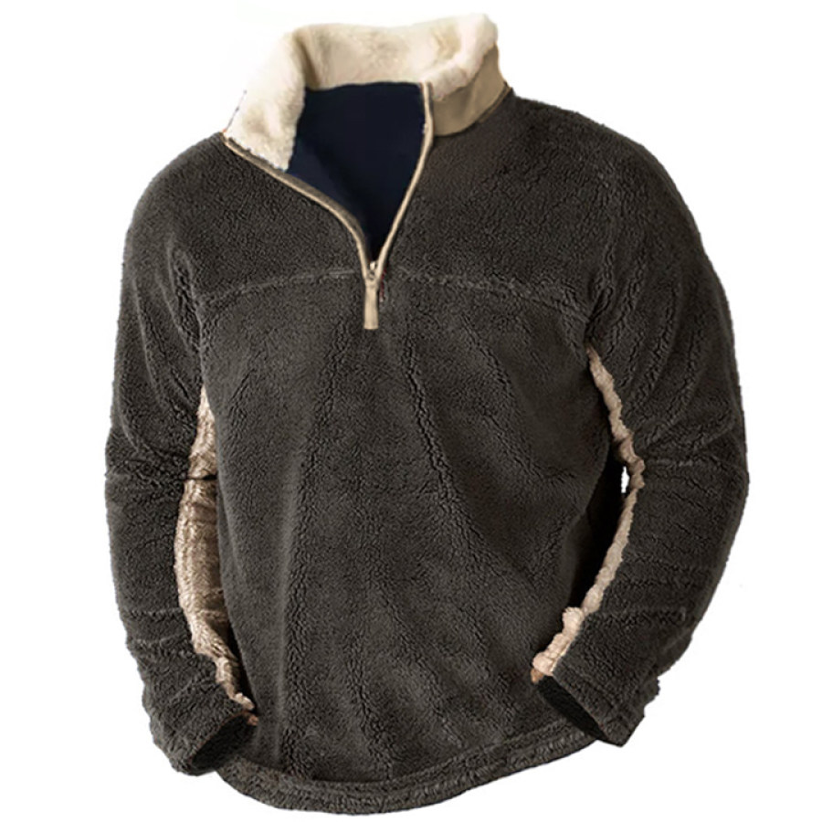 

Men's Outdoor Colorblock Zipper Stand Collar Sweatshirt