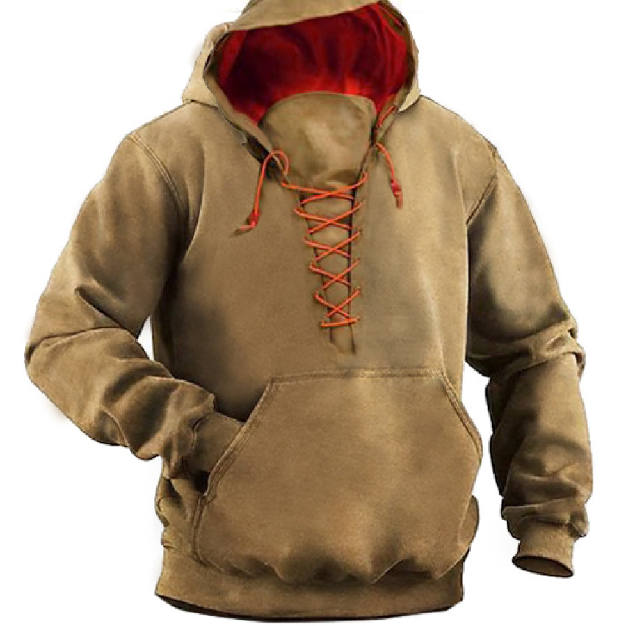 

Men's Outdoor Vintage Drawstring Tactics Hooded