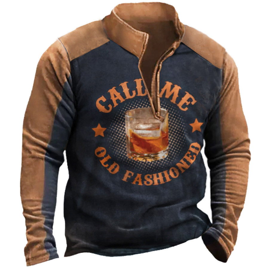 

Men's Old Fashioned Colorblock Zipper Stand Collar Sweatshirt