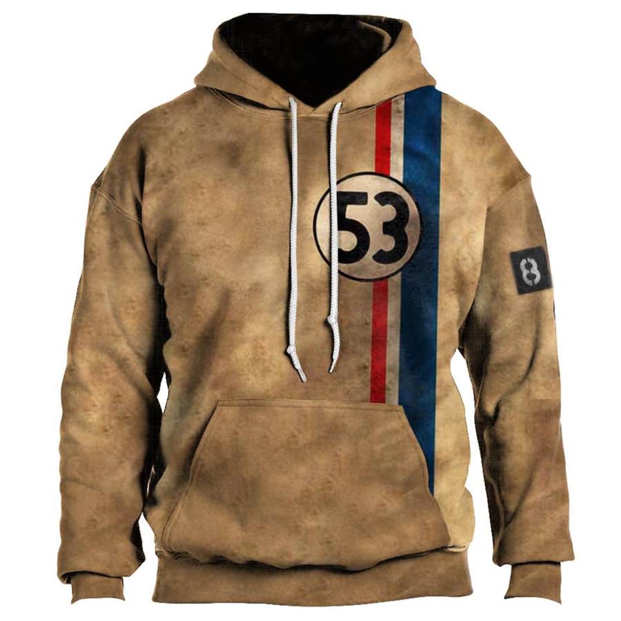 

Men's Vintage Racing Stripes Print Hoodie