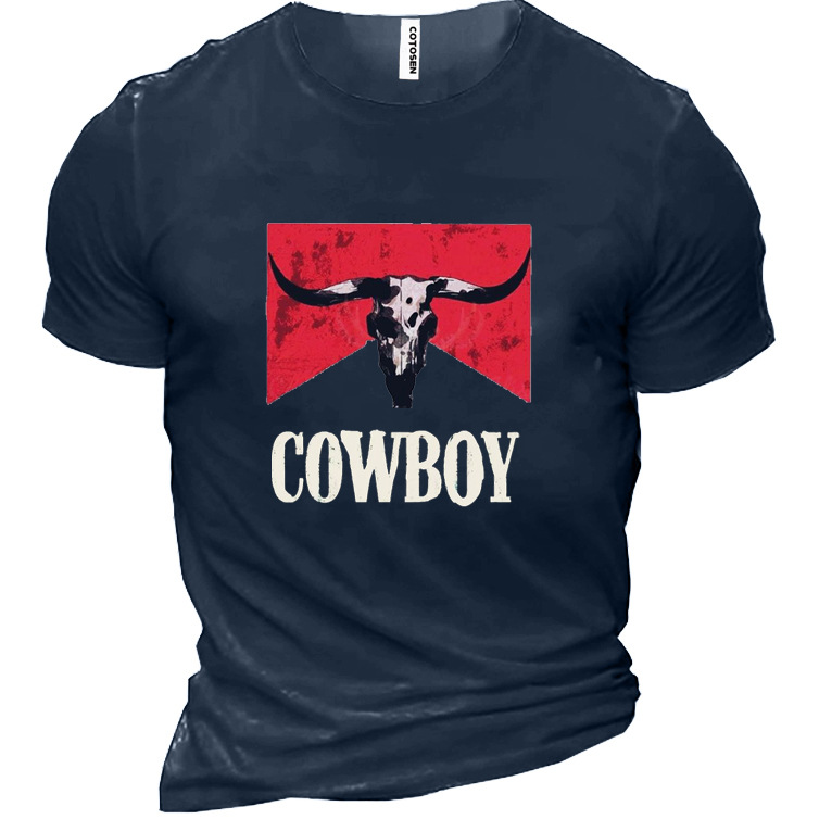 Cowboy Men's Cotton Short Sleeve Chic T-shirt