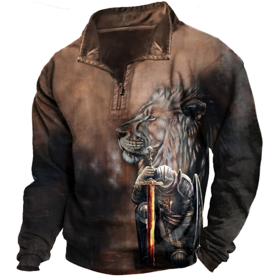 

Men's Vintage Lion I Am Storm Print Sweatshirt