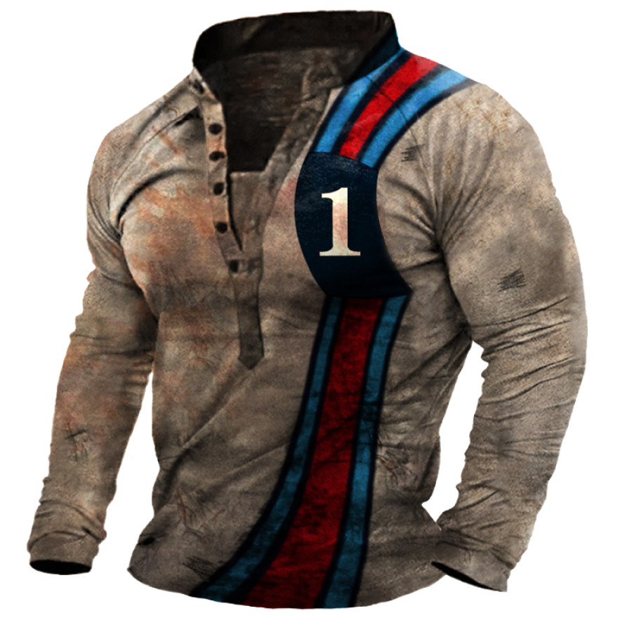 

Men's Vintage Racing Henley Long Sleeve T-Shirt
