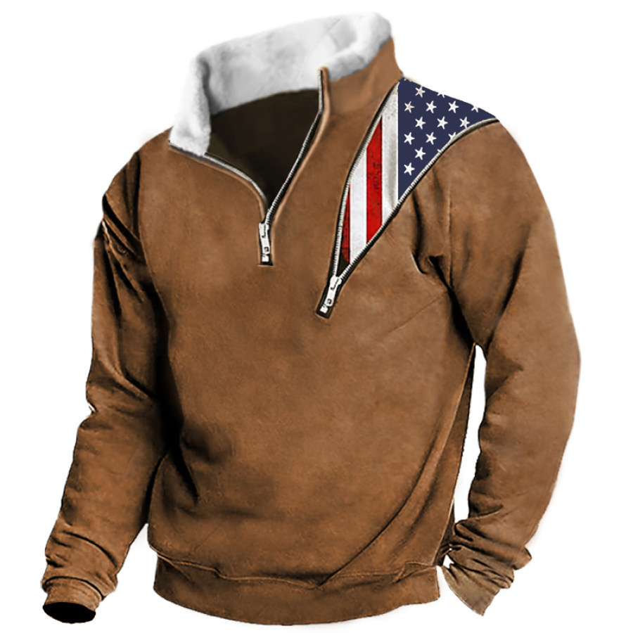 

Men's American Flag Zip Winter Tactics Sweatshirt