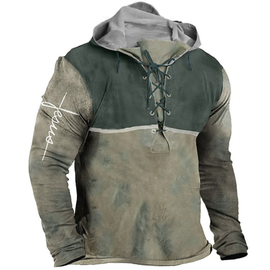 

Men's Vintage Jesus Cross Print Pullover Hoodie Sweatshirt