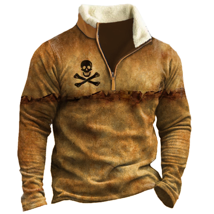 

Nautical Skull Vintage Print Men's Zipper Sweatshirt