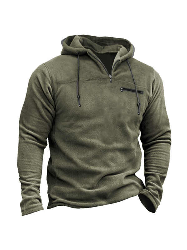 Men's Outdoor Fleece Warm Zipper Pocket Tactical Hoodie