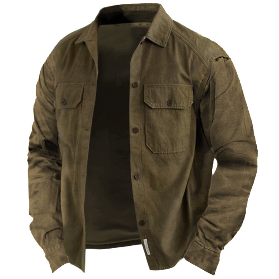 

Men's Vintage Outdoor Cargo Jacket With Pockets