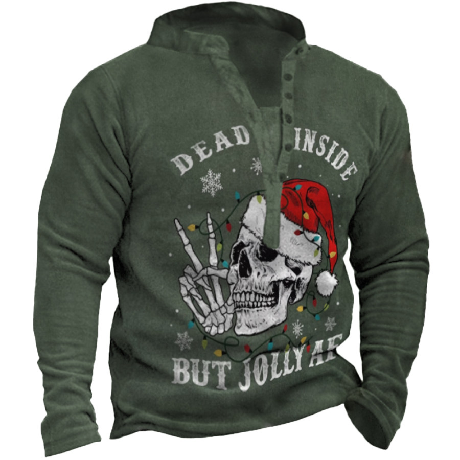 

Men's Vintage Dead Inside But Jolly AF Funny Christmas Print Sweatshirt