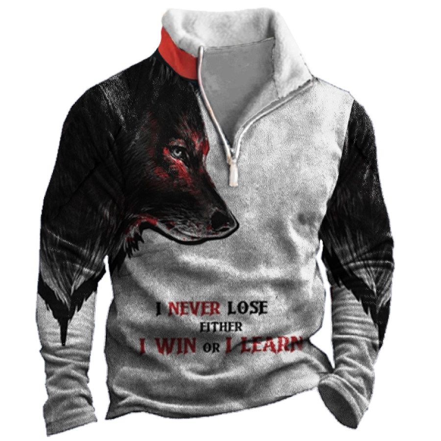 

I Never Lose Either I Win Or I Learn Men's Vintage Aztec Warrior Print Sweatshirt