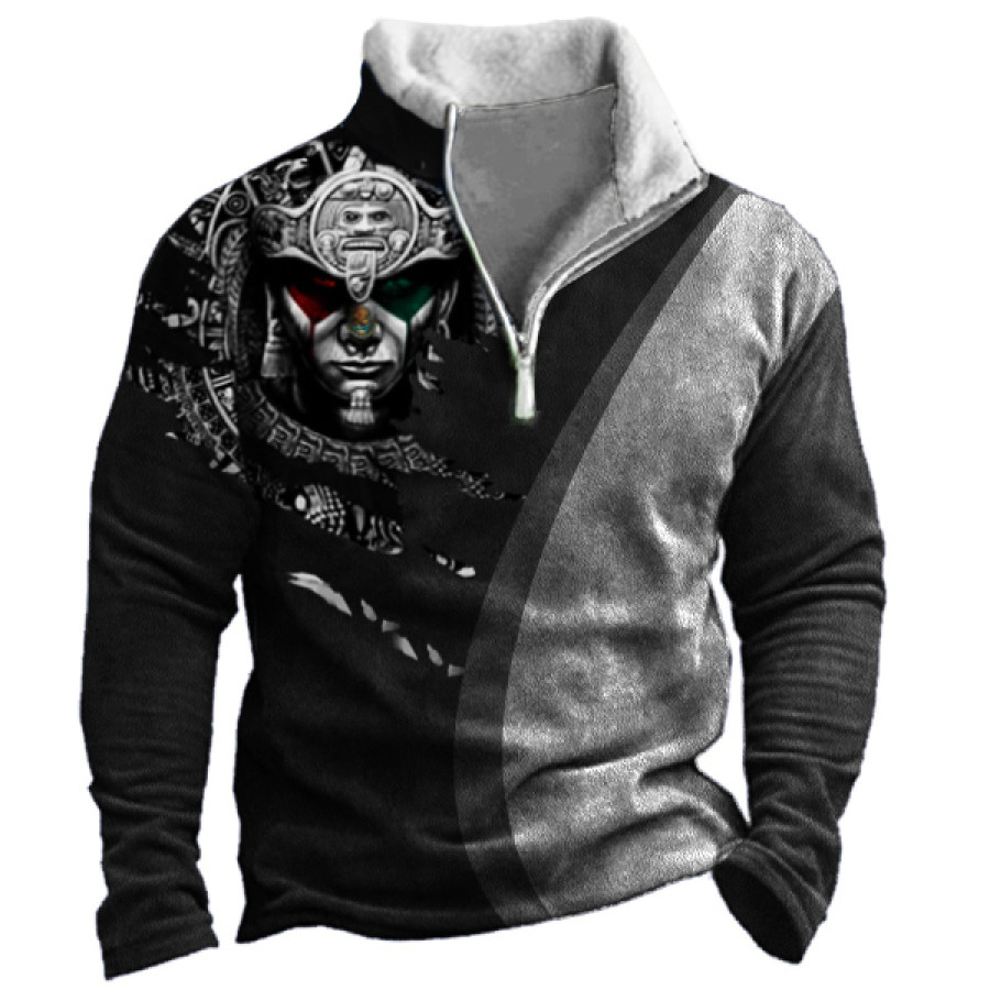 

Men's Vintage Aztec Warrior Print Sweatshirt