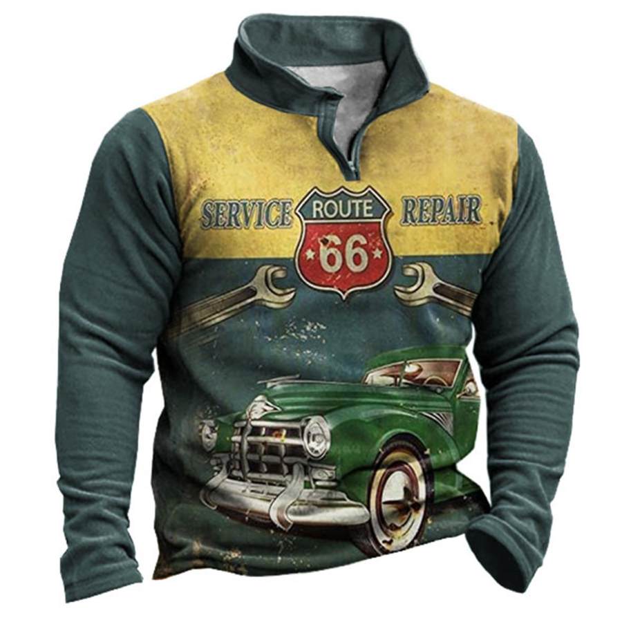 

Men's Vintage Route 66 Car Quarter Zip Sweatshirt