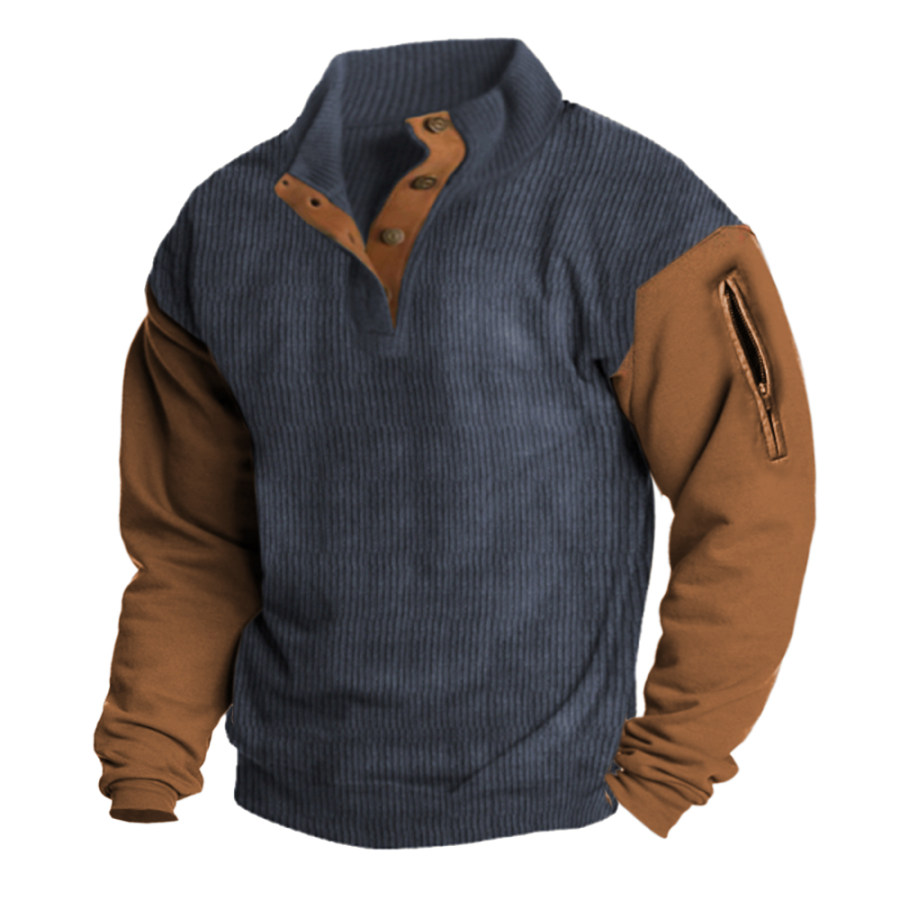 

Men's Outdoor Zipper Pocket Casual Stand Collar Long Sleeve Sweatshirt