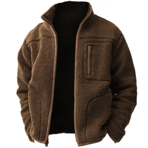 Men's Outdoor Fleece Insulated Pocket Jacket - Cotosen.com