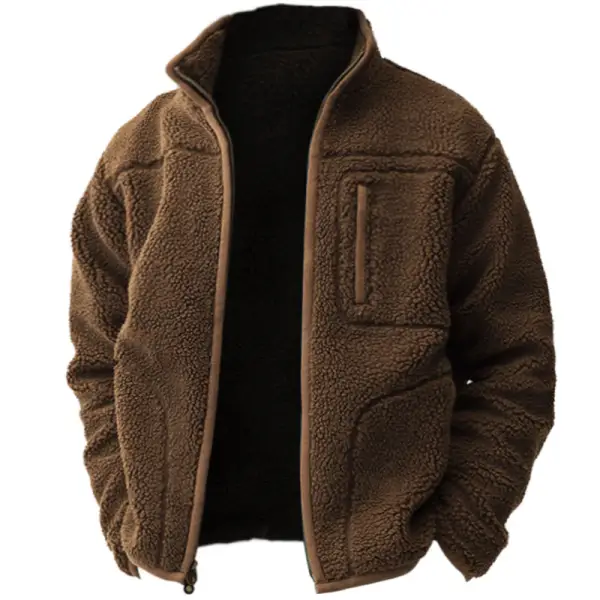 Men's Outdoor Fleece Insulated Pocket Jacket - Mosaicnew.com 