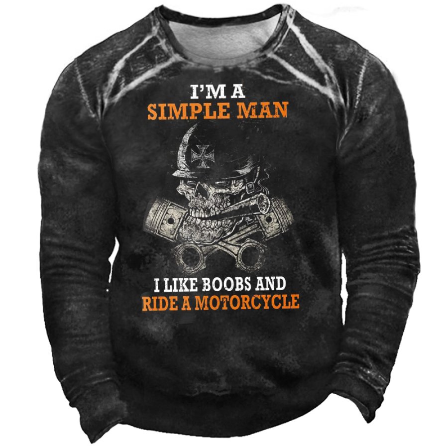 

I Like Boobs And Motorcycle Men's Retro Military Print Sweatshirt