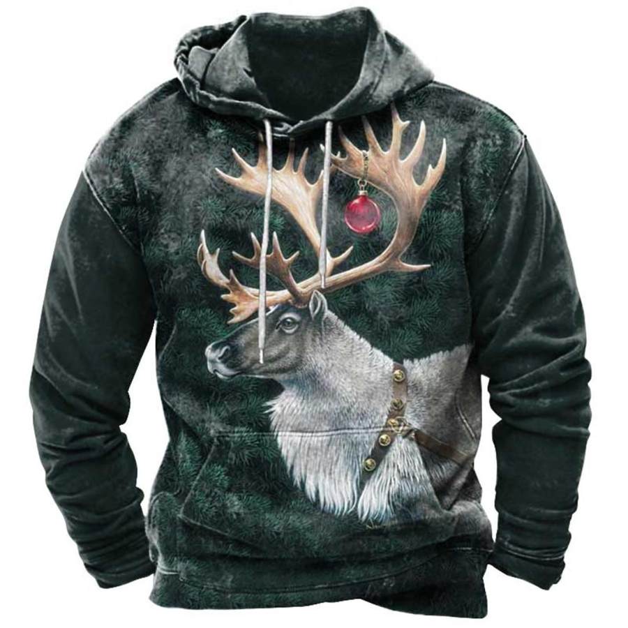 

Men's Christmas Elk Print Hoodie