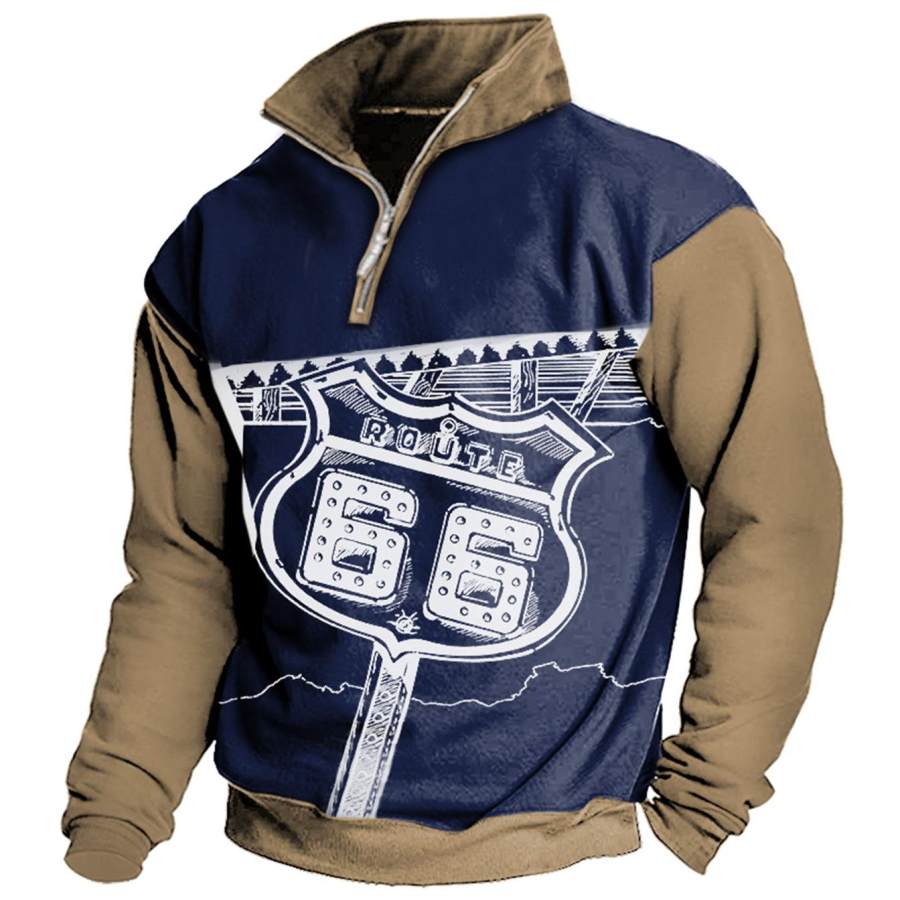 

Men's Vintage Route 66 Quarter Zip Sweatshirt