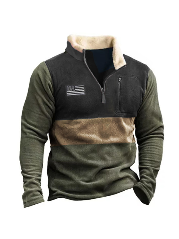 Men Outdoor Fleece Stand Collar Tactical Men's Sweatshirt