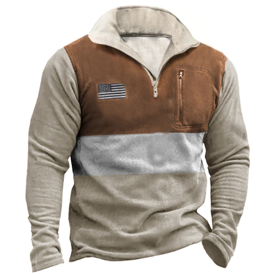 

Moletom De Inverno Masculino Com Zíper E Bandeira Americana Com Zíper