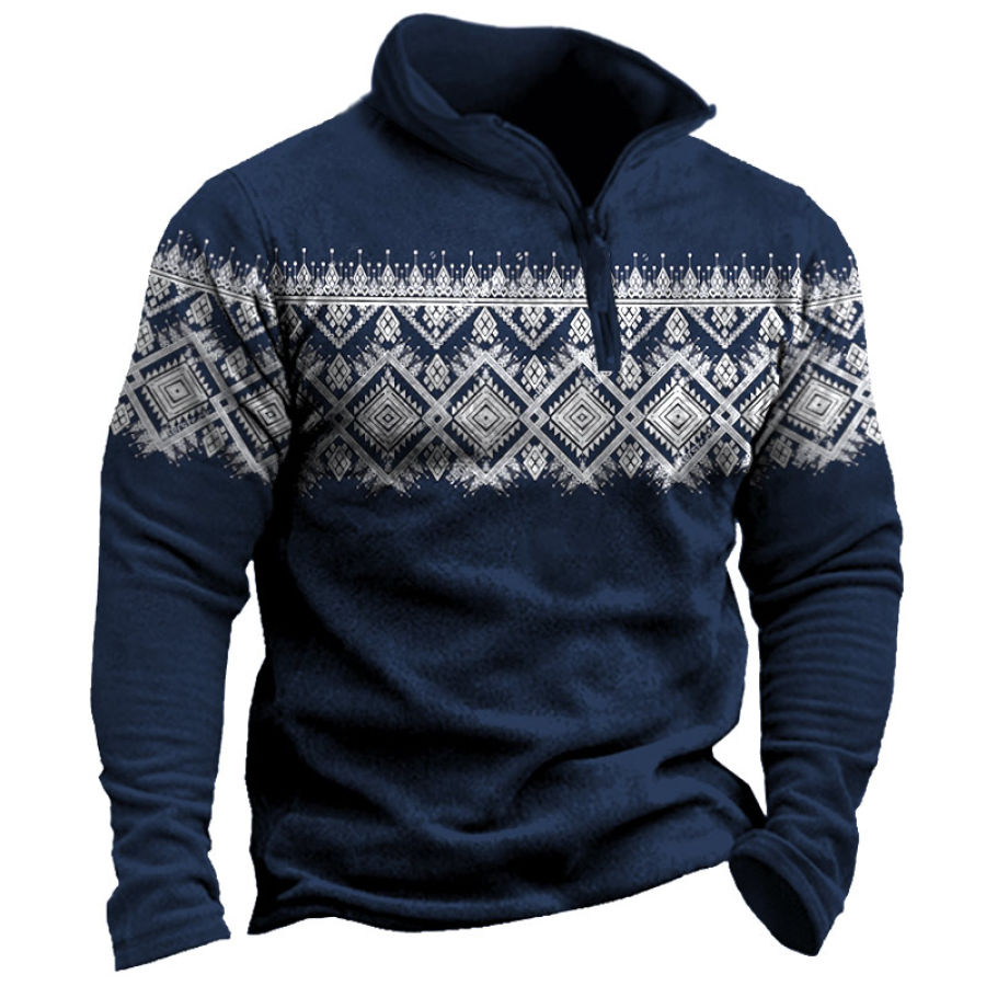 

Men's Vintage Christmas Snow Print Zip Up Sweatshirt